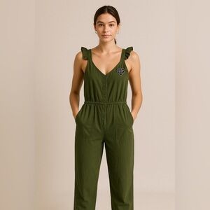Saturday Morning Pancakes Green Cotton Jumpsuit L Boho Grunge Lagenlook